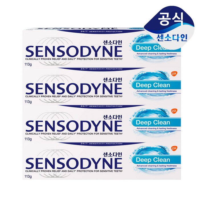 센소다인 딥클린 치약 113g, 4개