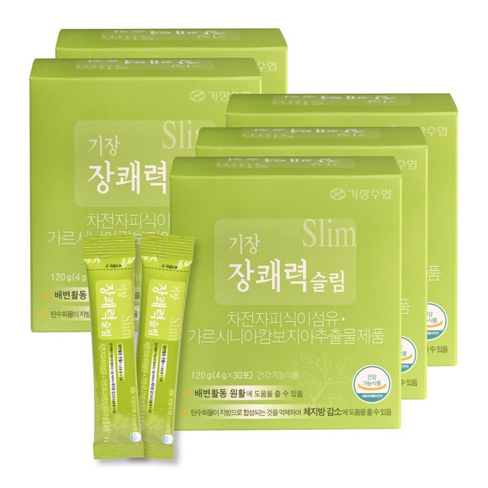 기장 장쾌력 슬림 4g x 150포(10주분) 차전자피 식이섬유, 120g, 5개