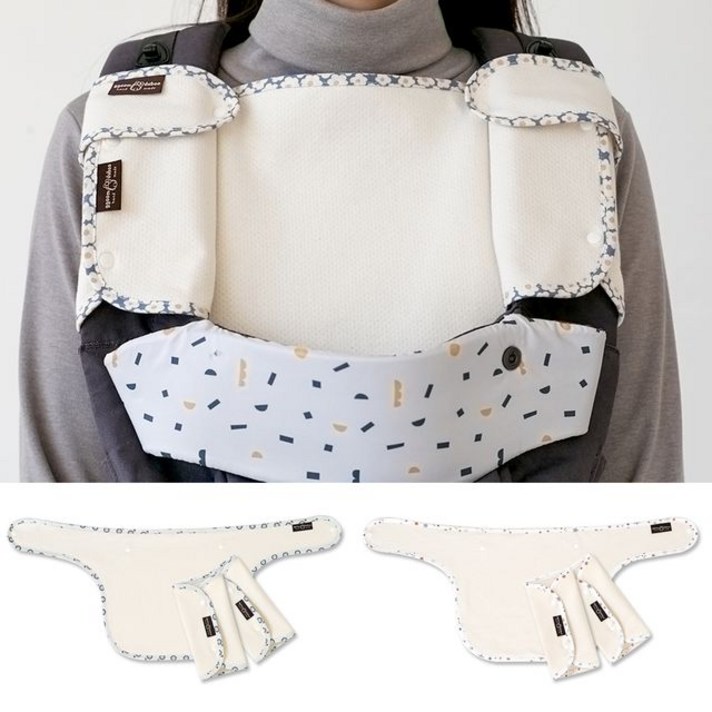 꿈두부 오가닉 아기띠 침받이세트, 블루썬