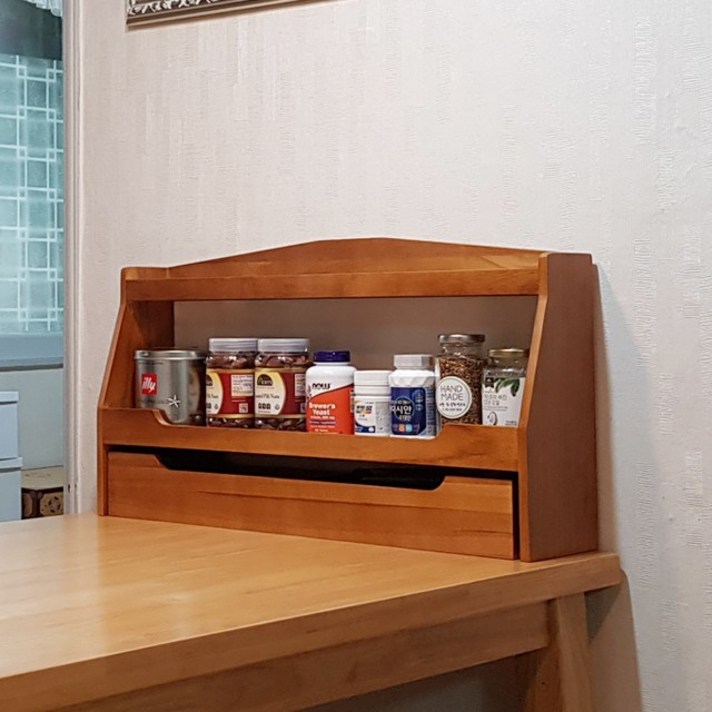 코코하임 베니 원목2단 수납 선반, 내추럴