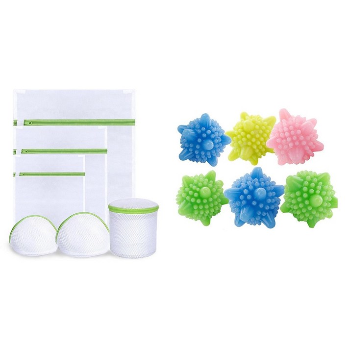Deoxygene 6Pcs 세탁 가방 졸라 매는 끈 브래지어 속옷 제품 & 6 조각 Magic Laundry Ball 재사용 가능한 가정용, 1개