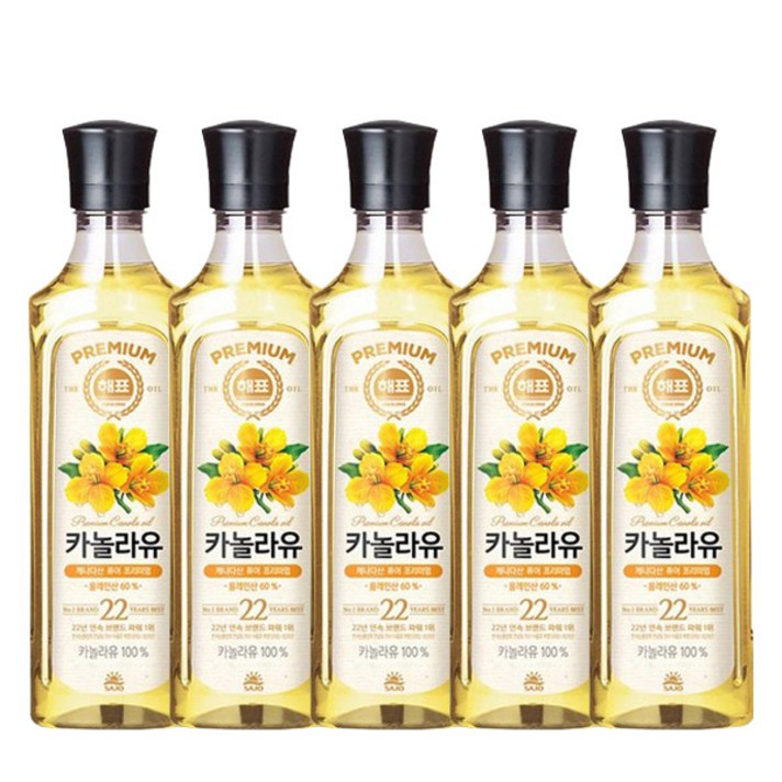 해표 카놀라유, 500ml, 5개