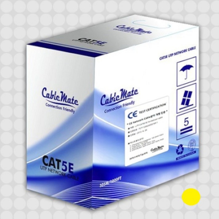 케이블메이트 CAT5e UTP 305M 그린 단선 랜선 랜케이블 시공용 납품용, cat5e utp 305m 옐로우, 1개