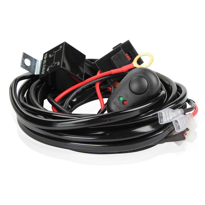 와이어 링 하네스 키트 퓨즈 릴레이 LED 일 운전 라이트 HID 바 40A 12V 스위치, 하나, 보여진 바와 같이