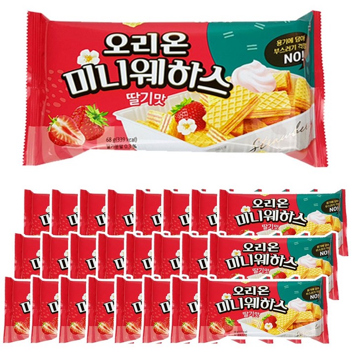오리온 미니웨하스 딸기, 24개, 68g