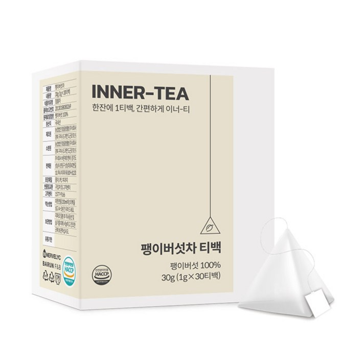 이너블릭 HACCP 100% 무농약 국내산 팽이버섯차 30티백(1Box), 무농약 팽이버섯 차 30티백(1Box)