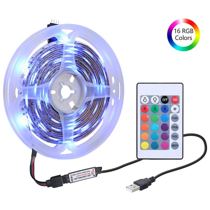 Tomshine RGB LED 스트랩/원격 리모컨/USB 플러그/16컬러 조절광<당일출고/최소5-8일 수령가능/공휴일제외>, 3m”></div>
<div class=