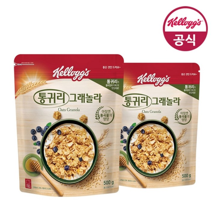 켈로그 통귀리 그래놀라, 500g, 2개