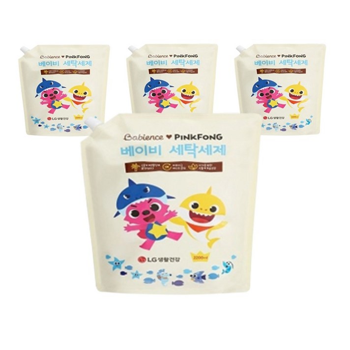 베비언스 핑크퐁 유아세제 리필형, 2200ml, 3개