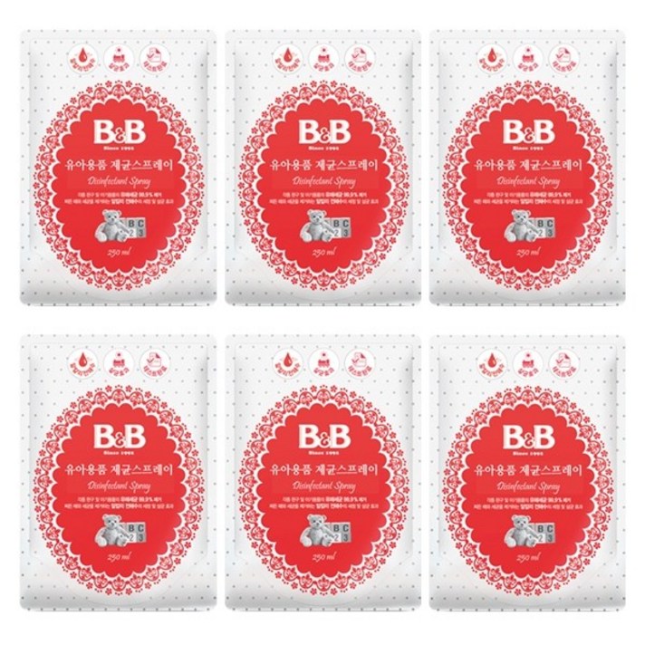 비앤비 유아용품 제균스프레이 리필형, 250ml, 6개