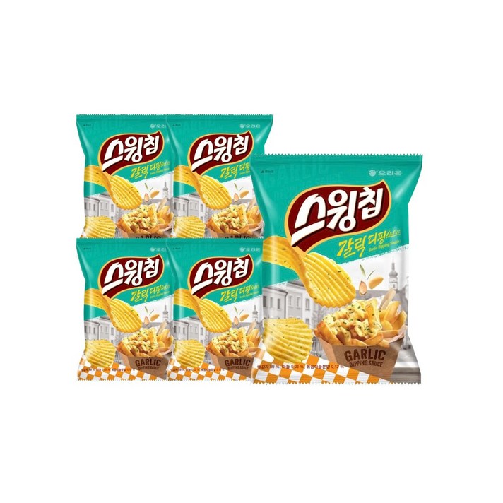 오리온 스윙칩 갈릭디핑소스맛 60g x 5봉 감자칩, 단품