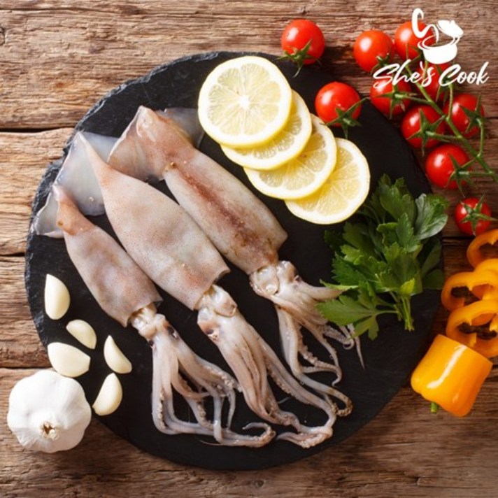 쉬즈쿡 원양산 손질오징어 24마리 2.4kg 8팩 (냉동오징어)