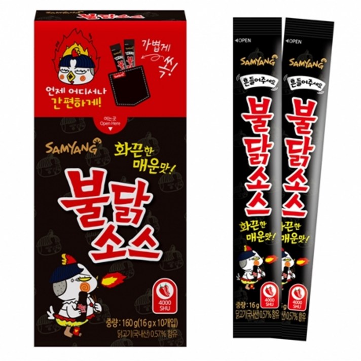 삼양 불닭소스 스틱 16g x 40 개 비빔소스 불닭볶음면 소스, 10입 x 4볼