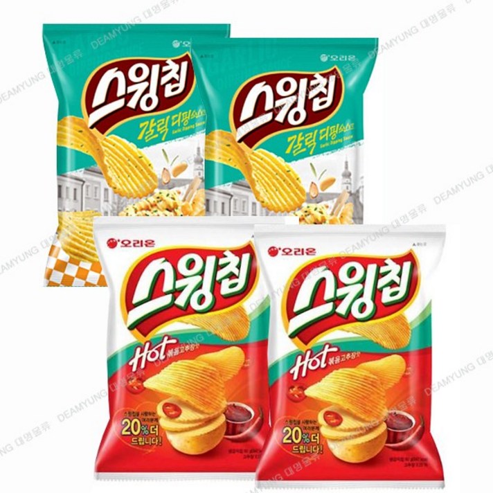 오리온 스윙칩 갈릭디핑소스맛 +볶음고추장맛 60g+ 사은품젤리증정, 2세트