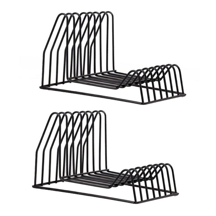 학교를위한 2pcs 미니멀리스트 금속 와이어 책 홀더 데스크탑 책장 랙, B 블랙, 단철
