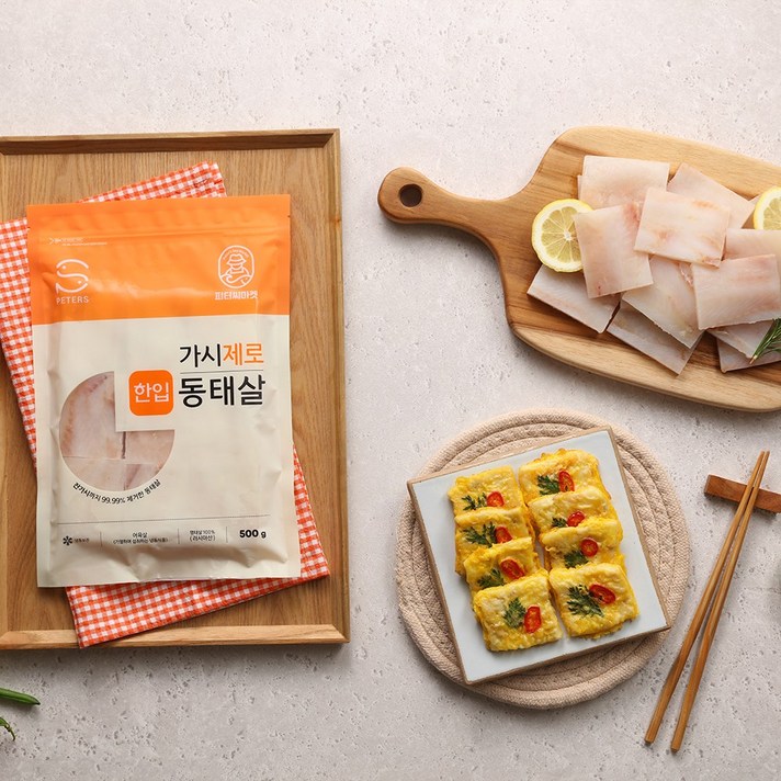 피터씨마켓 가시제로 한입동태살 500g 잔가시없는 우리아이 영양간식 동태전 생선까스