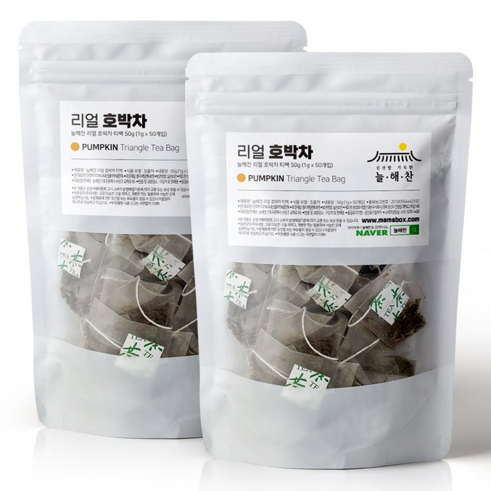 늘해찬 볶은 국산 리얼 호박차 율무 팥차 티백 전통차 허브차 삼각티백 대용량, 100개입, 1g