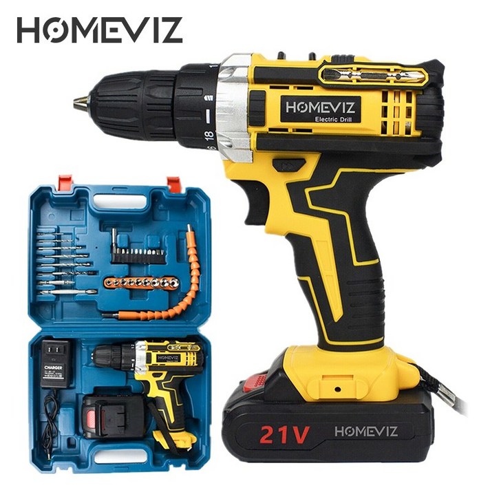 HOMEVIZ DZ-1 충전 임팩 햄머 전동드라이버 21V 2.0Ah+배터리 2p