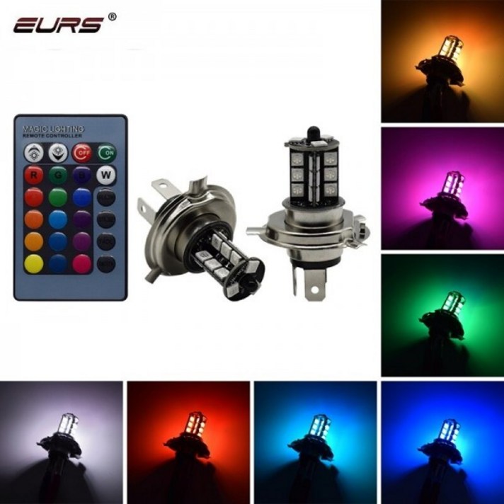 EURS-H4 H11 H7 RGB LED 자동 오토바이 헤드 라이트 5050 LED 27 SMD 안개등 H1 H3 21smd 리드 램프 원격 제어 자동차 스타일링, H11_은