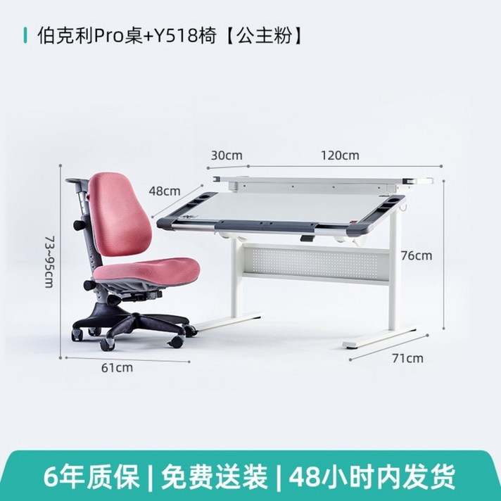 책상의자 리프트 가정용 세트 학원책상초등, T.버클리120cm뉴턴체어프린세스파우더 + 1
