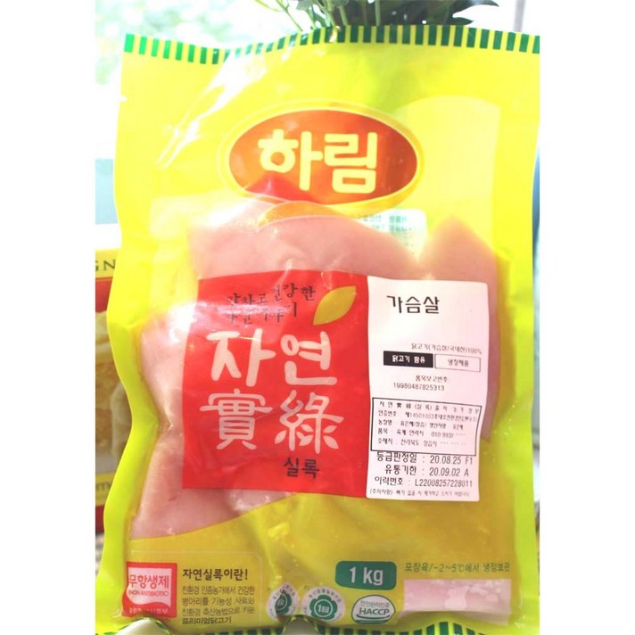 하림 자연실록 무항생제 1등급 냉장 생 닭가슴살 1kg, 1개