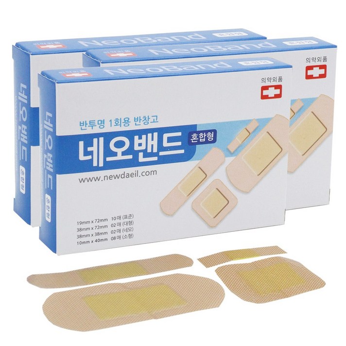 네오 일회용밴드 표준 대형 혼합, 10개