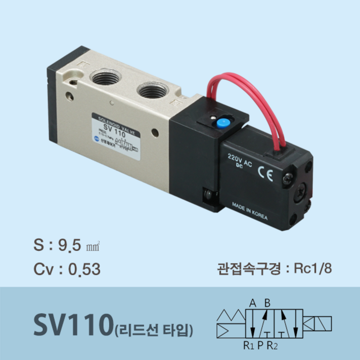 신영제어기 공압솔레노이드밸브 SV110 (직접배관형 5포트 싱글), -2L AC220V, 1개