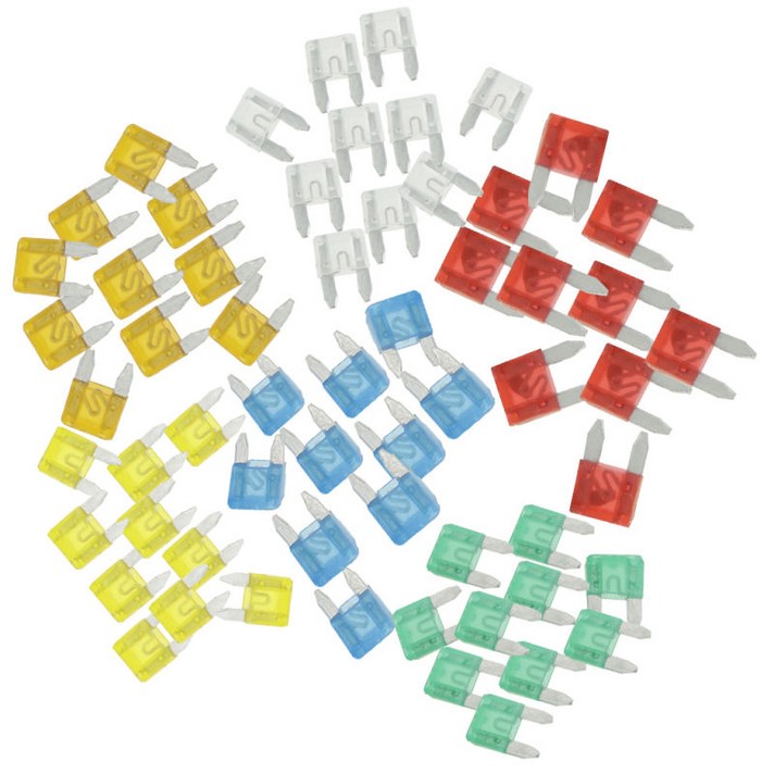 60PCS 자동 자동차 퓨즈 구색 세트 자동차 트럭 미니 블레이드 퓨즈 교체, 19x5x18.5mm, 다색, 플라스틱