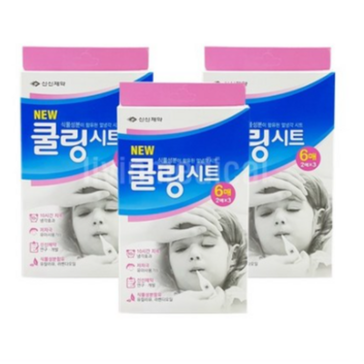 신신제약 쿨링시트 6매입 10시간 지속 냉각 효과 X 3갑 해열시트, 묶음상품, .