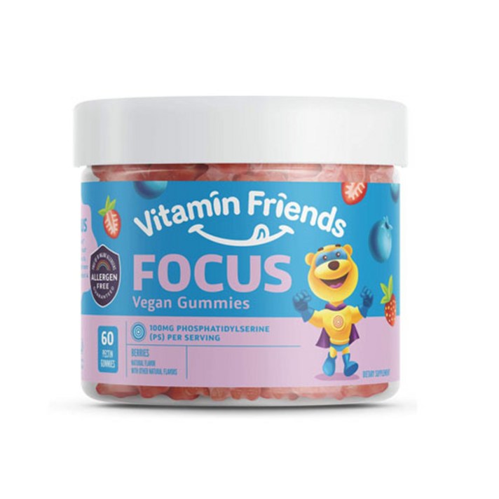 비타민 프렌즈 Vitamin Friends 포커스 비건 구미젤리 베리 펙틴 구미젤리 60개