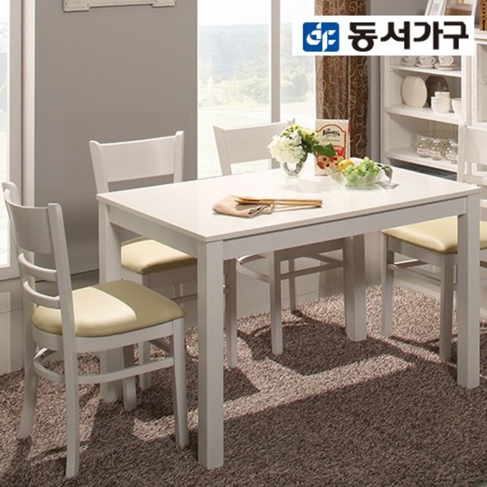 동서가구 케빈 4인용 우드 원목 식탁 테이블 (의자 미포함) DF629549, 화이트, 의자미포함