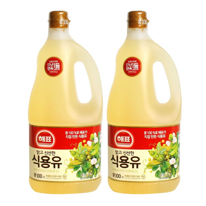 해표 식용유, 1.8L, 2개