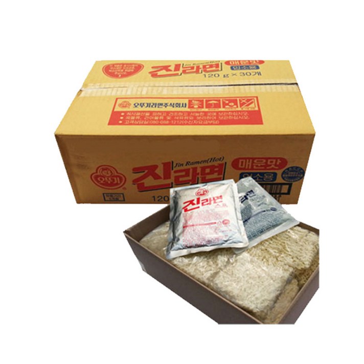 오뚜기 진라면 업소용 매운맛 120g*30개입(스프포함), 단일 총 수량