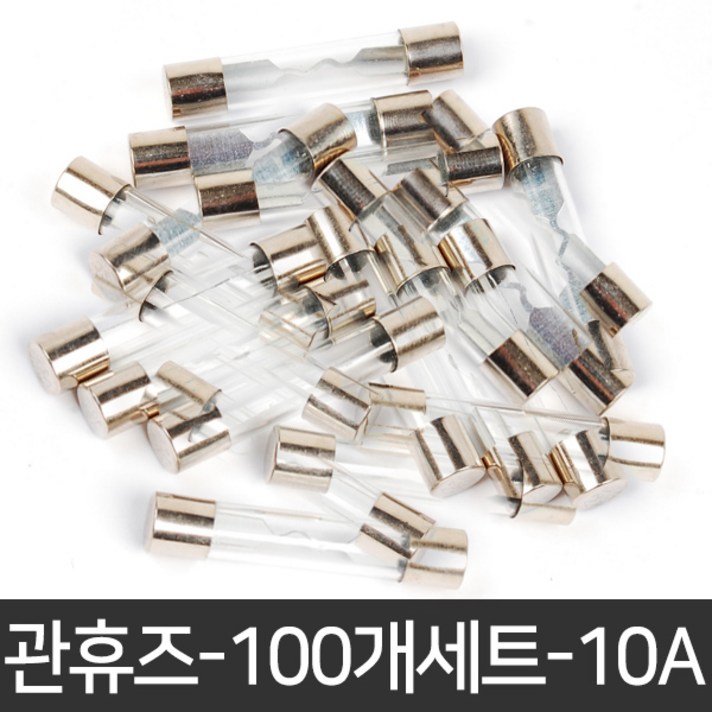 라온공구 자동차휴즈 휴즈 퓨즈 관휴즈 차량용 유리관 차량휴즈, 11.관휴즈-100개세트-10A