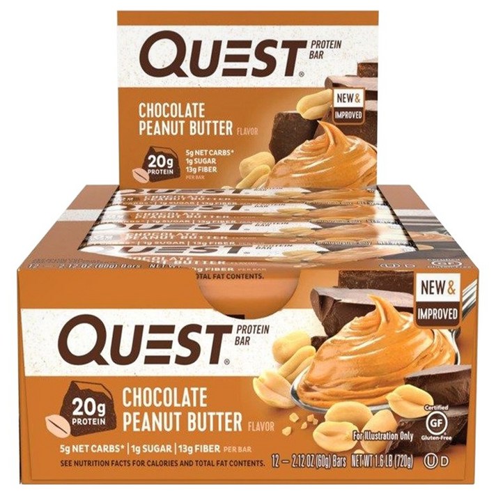 퀘스트뉴트리션 프로틴 바, 초콜렛 피넛 버터(Chocolate Peanut Butter), 12개입