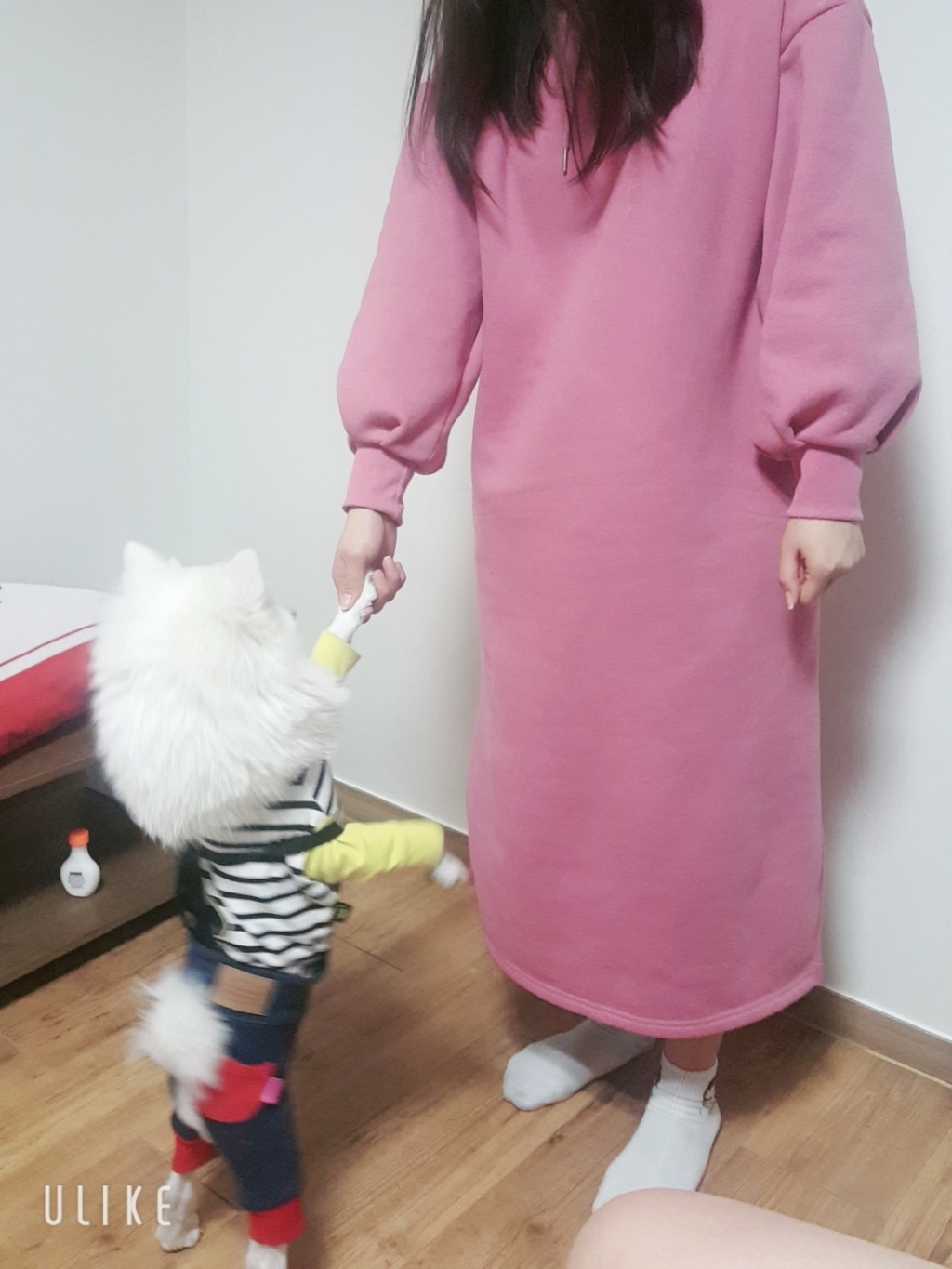 하이데일리 보나 후드 기모 롱원피스