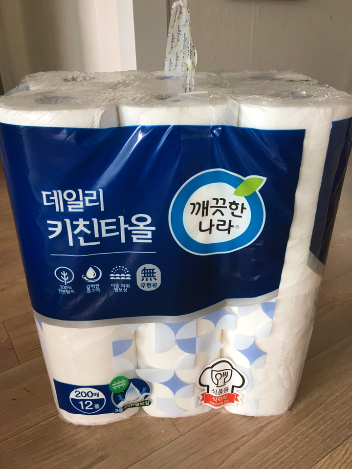 깨끗한나라 데일리 천연펄프 키친타올 200매 12개입 2개 리뷰후기