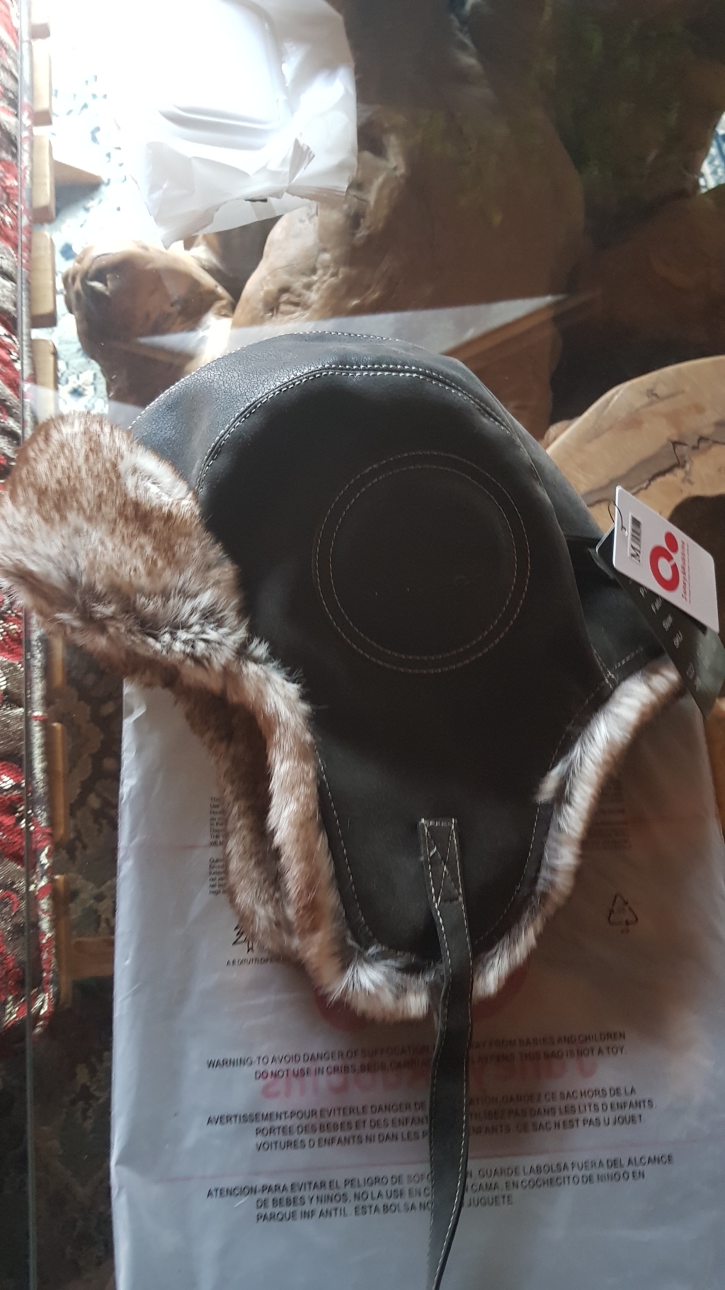 IQUO Soviet Ushanka Bober 겨울 방한 귀달이 Russian 트래퍼 햇 파일럿 항공 모자 Back eather