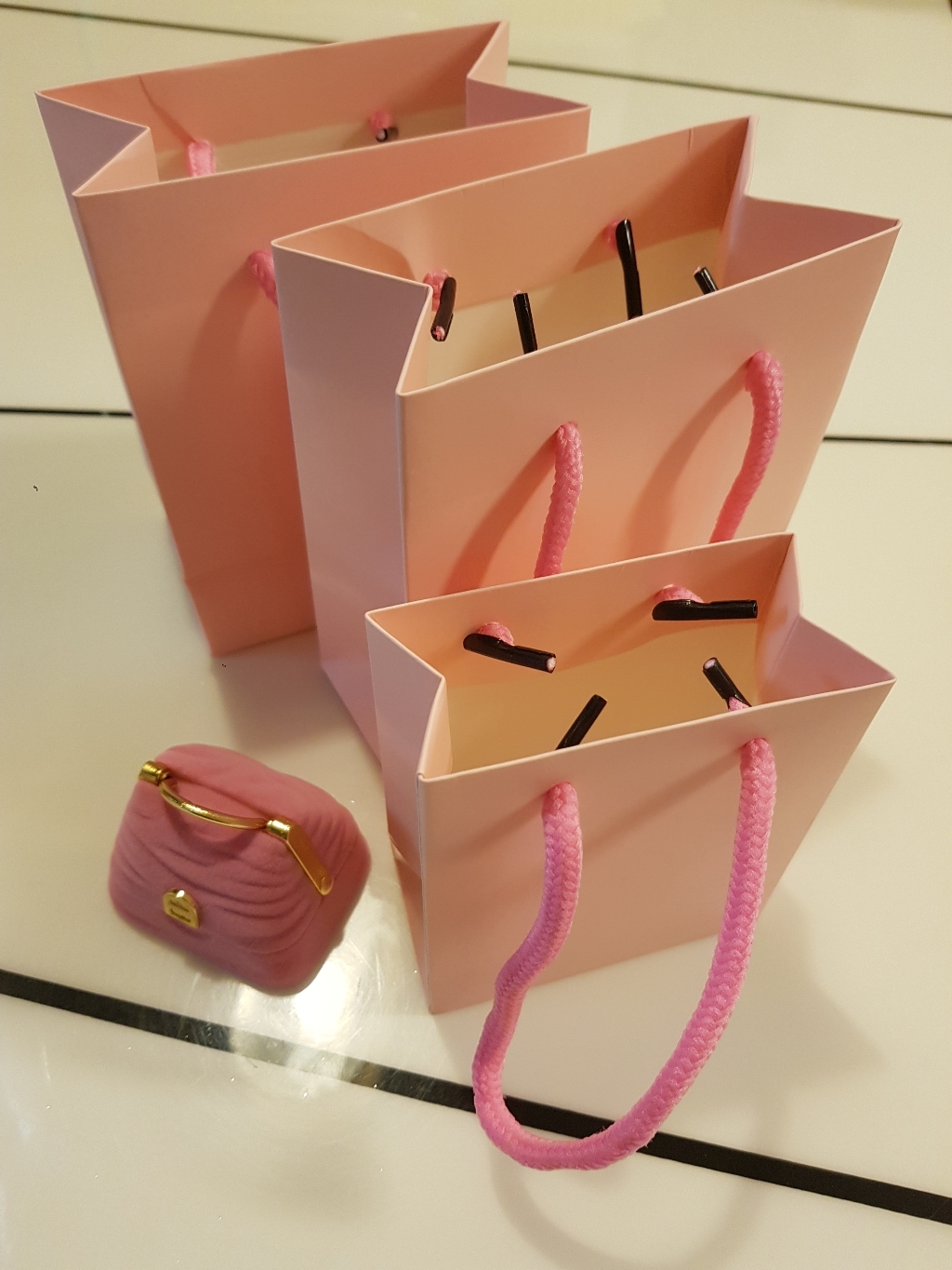 바미샵 핑크 종이쇼핑백 중 무광 무지 선물포장