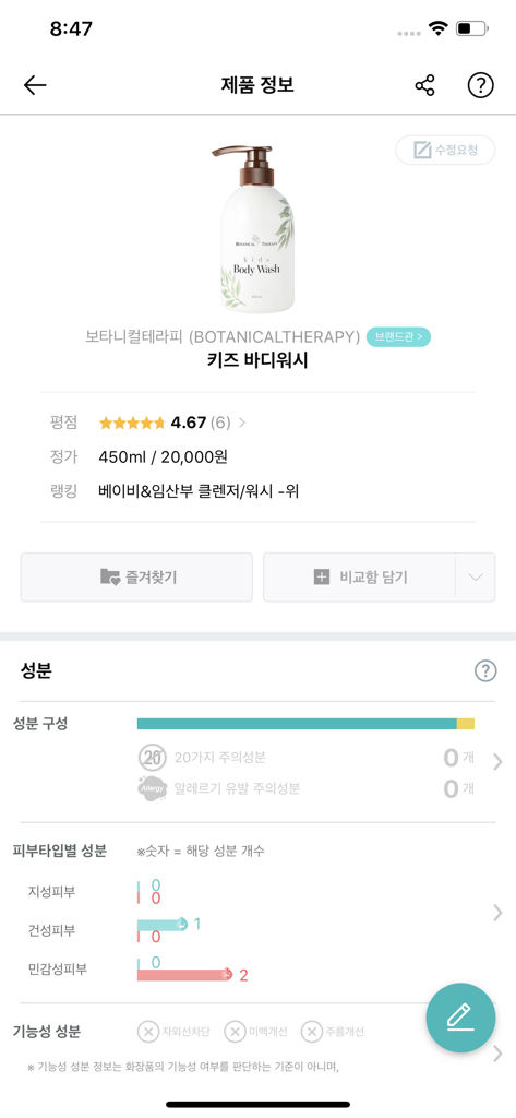 보타니컬테라피 키즈 바디워시