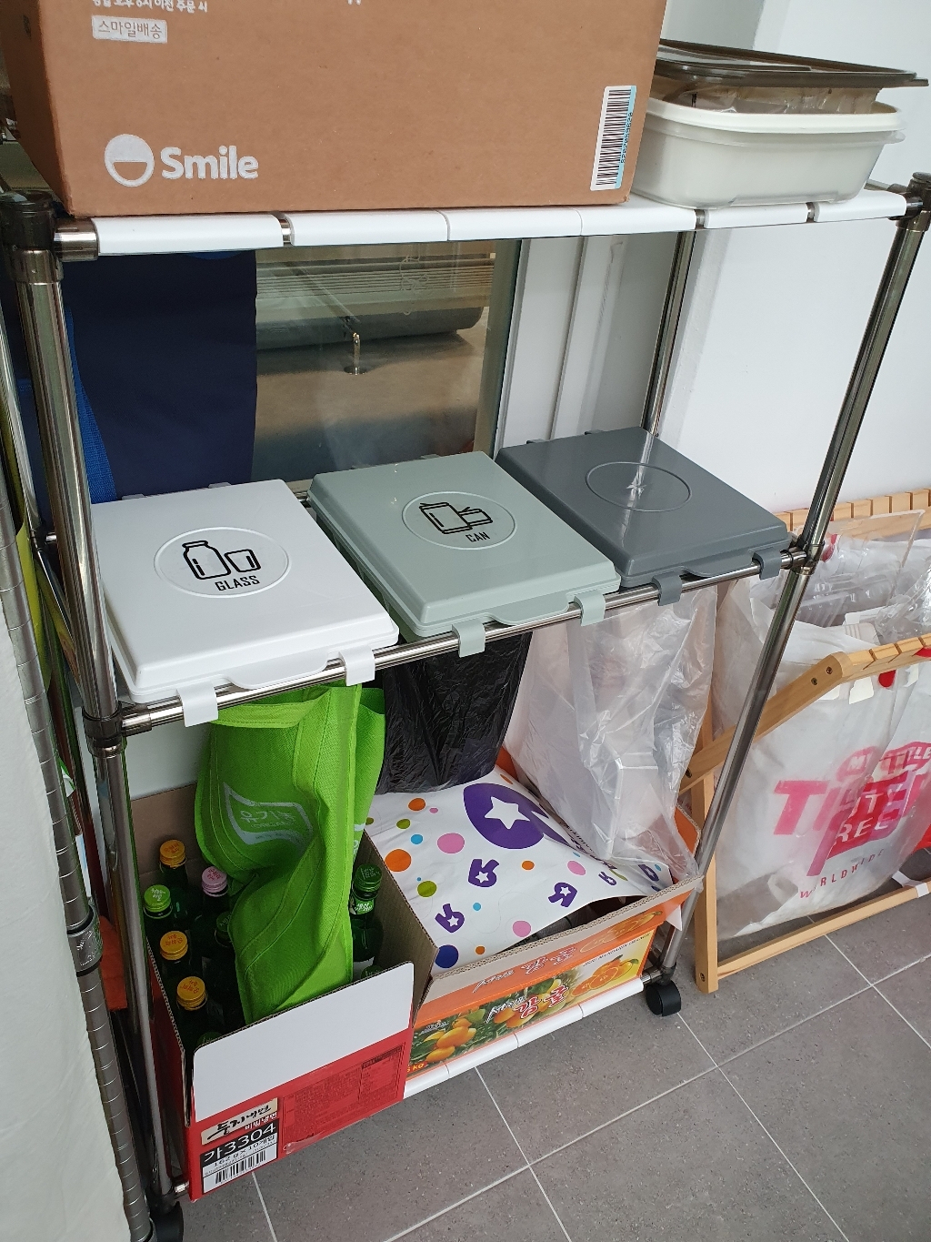 리빙해피 클링 분리수거함 2단 분리수거함 전용스티커