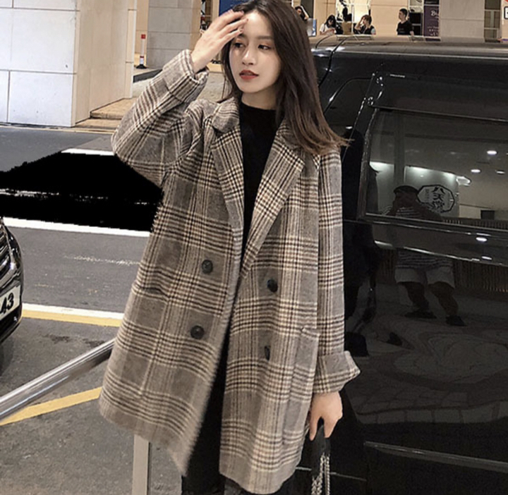 포플러앤씨 여성용 로지스 체크 자켓