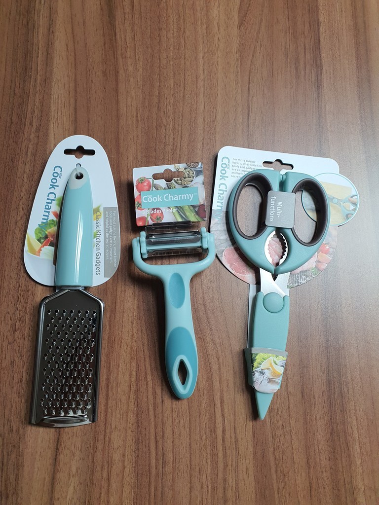 쿡챠미 손잡이 스텐 강판 다용도 감자칼 주방가위 블루
