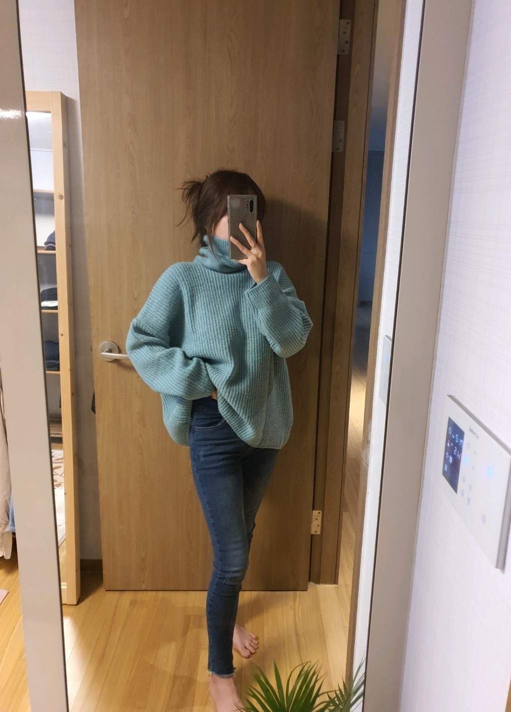 제니트 루즈핏 터틀넥 목폴라 여성용 니트 스웨터