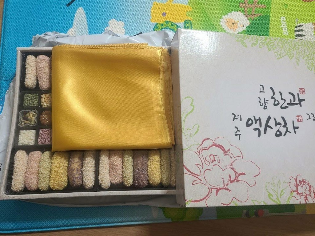 전통한과 제주액상차 혼합 선물세트 A형 보자기