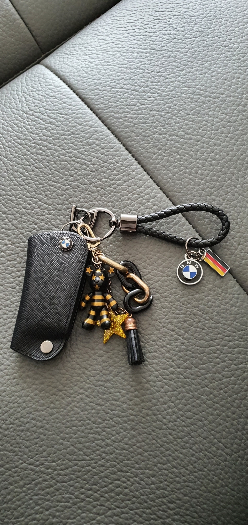 그린텍 BMW 키링 핸드메이드 가죽 위빙 엠블럼 키홀더 블랙 미니 드라이버 리뷰후기