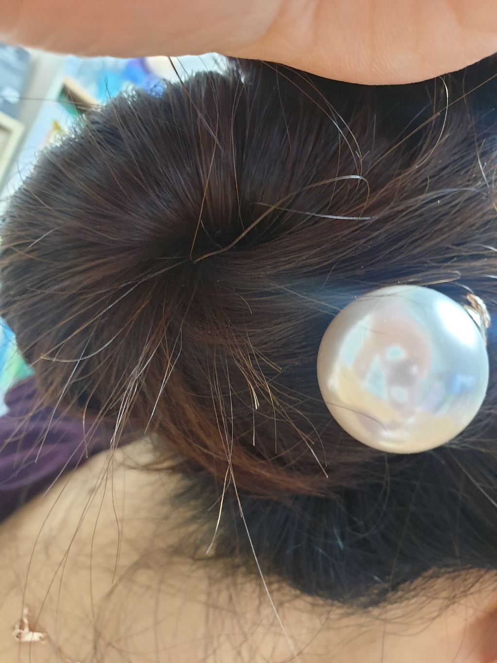 초콜리트쥬얼리 클래식 볼드진주 U라운드 심플 메탈 두줄 유핀 헤어 비녀 2stye