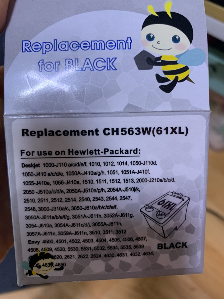 H 61 대용량 데스크젯 DESKJET 1510 1050 2050 ENVY 4500 5530 재생 H 프린터 잉크