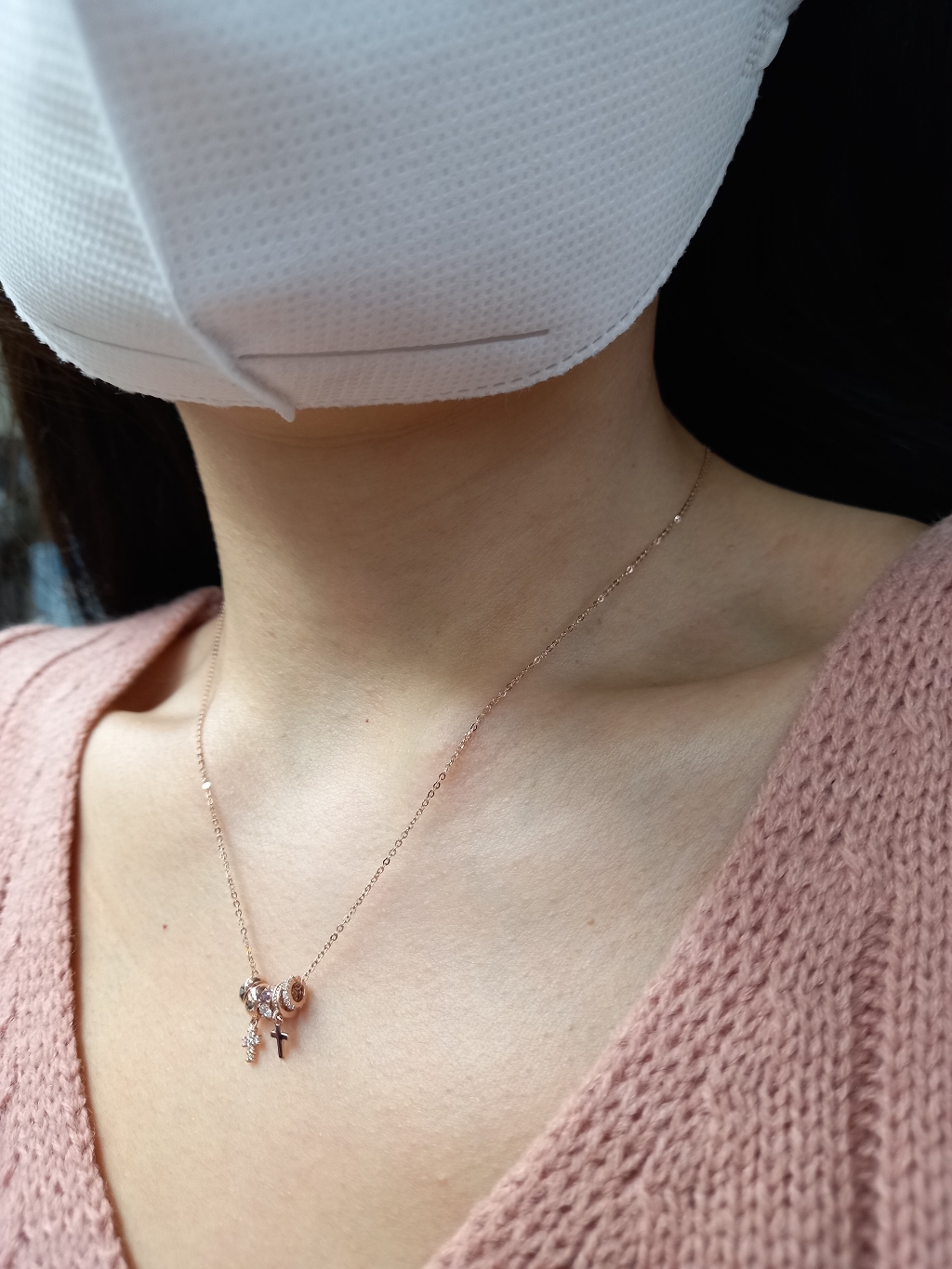 [한빛쥬얼리] 14K 블링 십자가 멀티 참 체인 목걸이