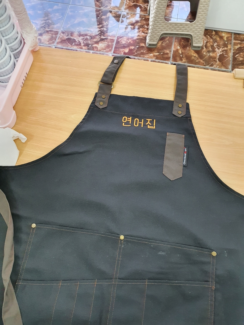 모던블랙 바리스타 앞치마_ 카페 공방 커플 미용 에이프런 리뷰 후기